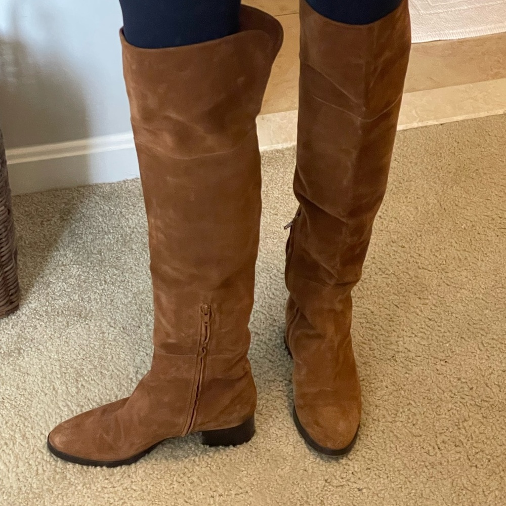 J crew brown suede over the knee boots